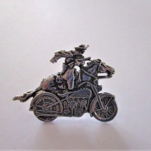 Vintage Biker Lapel Hat Pin, Pony Express